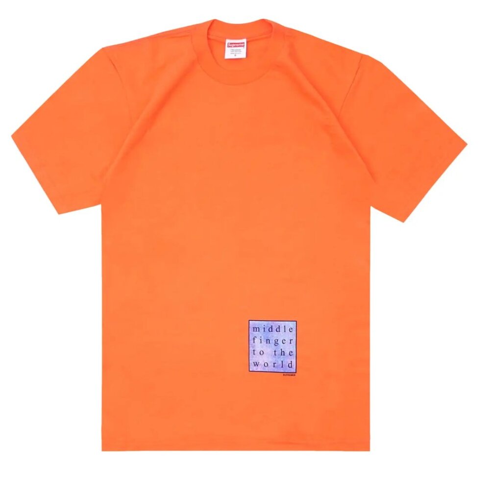 Supreme Middle Finger to the World Tee Medium Neon Orange